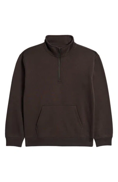 Treasure & Bond Kids' Half Zip Sweatshirt In Black Raven