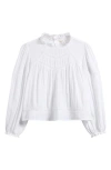 Treasure & Bond Kids' Lace Inset Cotton Blend Top In White