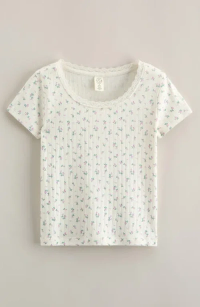 Treasure & Bond Kids' Lace Trim Pointelle Top In White