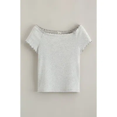 Treasure & Bond Kids' Lettuce Edge Rib T-shirt In Gray