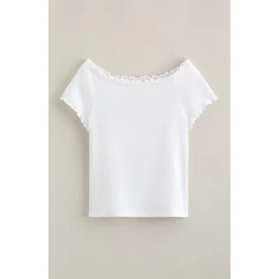 Treasure & Bond Kids' Lettuce Edge Rib T-shirt In White