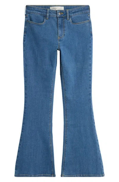 Treasure & Bond Kids' Mid Rise Flare Jeans In Mid Indigo Wash