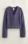 Treasure & Bond Kids' Mixed Stitch Cardigan In Blue