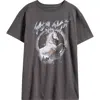 Treasure & Bond Kids' Oversize Cotton Graphic T-shirt In Black Raven Lady Gaga Unicorn