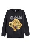 Treasure & Bond Kids' Oversize Graphic Sweatshirt In Black Raven Def Leopard