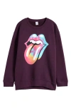 Treasure & Bond Kids' Oversize Graphic Sweatshirt In Purple Plum Rolling Stones