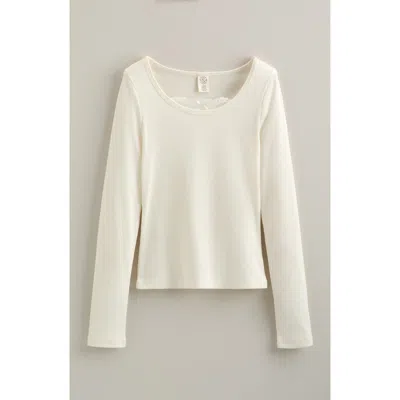 Treasure & Bond Kids' Peekaboo Lace Cotton Blend Rib Top In Neutral
