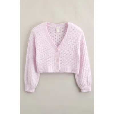Treasure & Bond Kids' Pretty Pointelle Stitch Cardigan In Pink