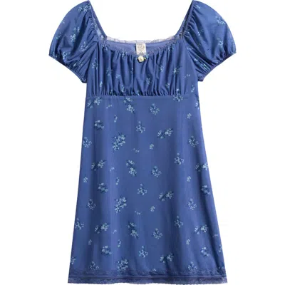 Treasure & Bond Kids' Puff Sleeve Dress Dress In Blue Colony Meadow Clusters