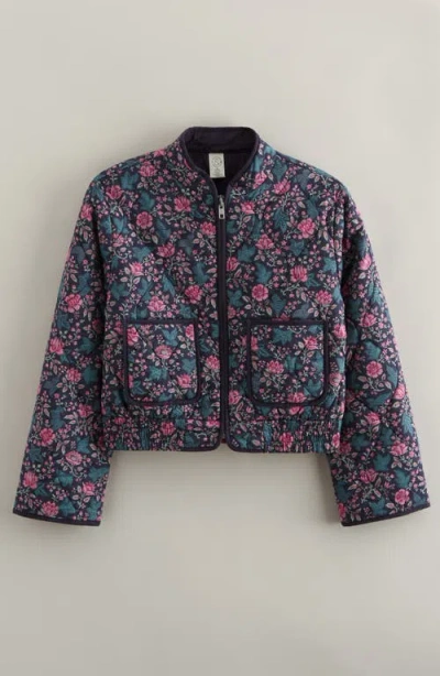 Treasure & Bond Kids' Quilted Chintz Bomber Jacket In Blue