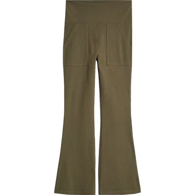 Treasure & Bond Kids' Rib Knit Flare Leg Pants In Olive Sarma