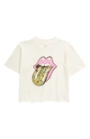Treasure & Bond Kids' Rolling Stones Graphic Cotton T-shirt In Ivory Floral Tongue Stones