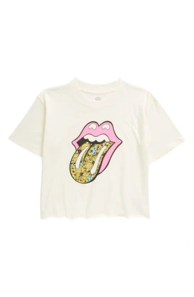 Treasure & Bond Kids' Rolling Stones Graphic Cotton T-shirt In Ivory Floral Tongue Stones