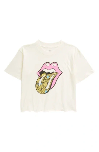 Treasure & Bond Kids' Band Graphic Cotton T-shirt In Ivory Floral Tongue Stones