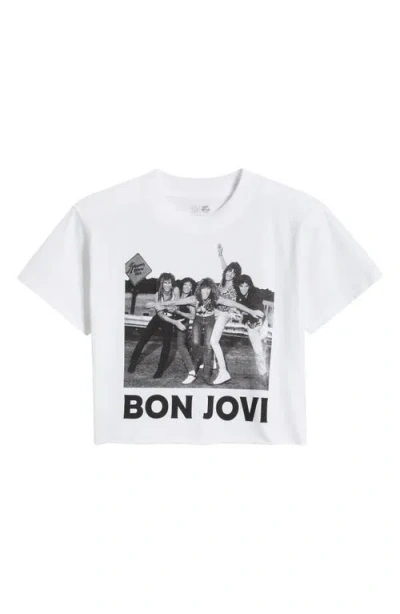 Treasure & Bond Kids' Band Graphic Cotton T-shirt In White Bon Jovi