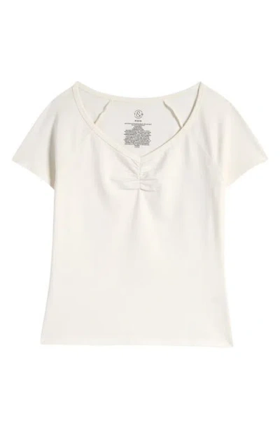 Treasure & Bond Kids' Ruched Cotton T-shirt In Ivory Egret