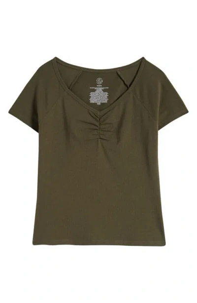 Treasure & Bond Kids' Ruched Cotton T-shirt In Olive Sarma