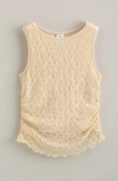 Treasure & Bond Kids' Ruched Stretch Lace Tank In Neutral