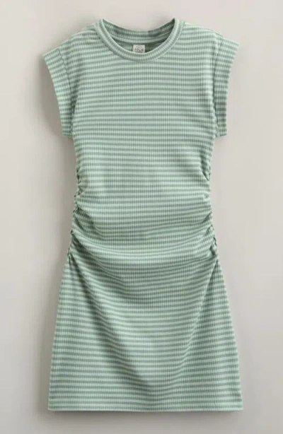 Treasure & Bond Kids' Shirred Rib T-shirt Dress In Green