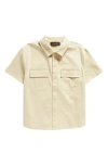Treasure & Bond Kids' Short Sleeve Cotton Button-up Utility Shirt In Beige Khaki