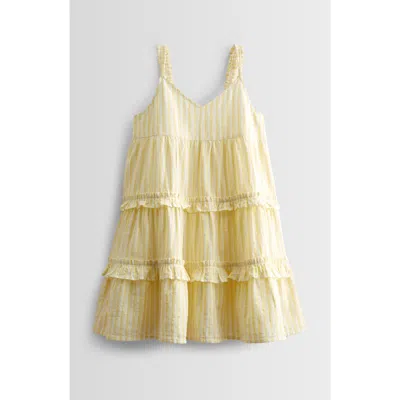 Treasure & Bond Kids' Stripe Cotton Tiered Sundress In Yellow Pastel Porto Stripe