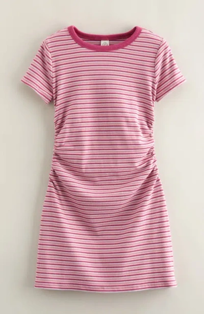 Treasure & Bond Kids' Stripe Ruched T-shirt Dress In Pink