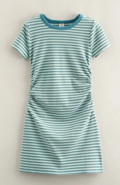 Treasure & Bond Kids' Stripe Ruched T-shirt Dress In Green