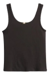 Treasure & Bond Kids' Sweet Rose Rib Tank In Black Raven
