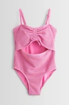 Treasure & Bond Kids' Textured Cutout Swimsuit In Pink