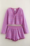 Treasure & Bond Kids' Textured Top & Shorts Cover-up Set In Pink Boss Multi Stripe