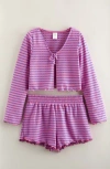 Treasure & Bond Kids' Textured Top & Shorts Cover-up Set In Purple