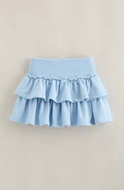 Treasure & Bond Kids' Tiered Cotton Blend Fleece Skort In Blue