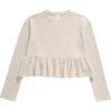 Treasure & Bond Kids' Waffle Knit Peplum Top In Beige Pumice