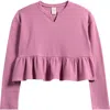 Treasure & Bond Kids' Waffle Knit Peplum Top In Purple Victoria