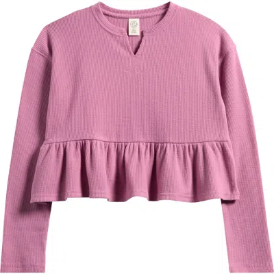 Treasure & Bond Kids' Waffle Knit Peplum Top In Purple Victoria