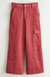 Treasure & Bond Kids' Wide Leg Corduroy Cargo Pants In Red