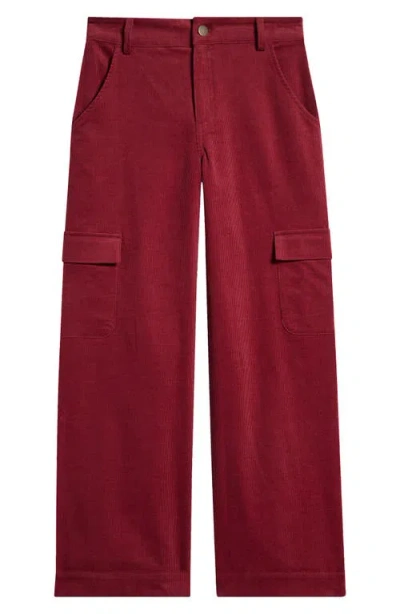 Treasure & Bond Kids' Wide Leg Corduroy Cargo Pants In Red Russet