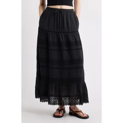 Treasure & Bond Lace Inset Maxi Skirt In Black