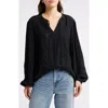 Treasure & Bond Lace Inset Pullover Top In Black