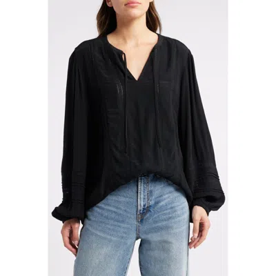 Treasure & Bond Lace Inset Pullover Top In Black