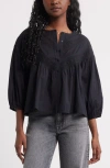 Treasure & Bond Lace Inset Woven Shirt In Black