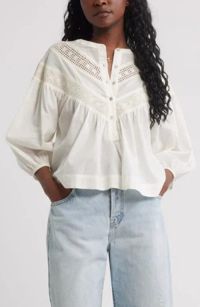 Treasure & Bond Lace Inset Woven Shirt In White