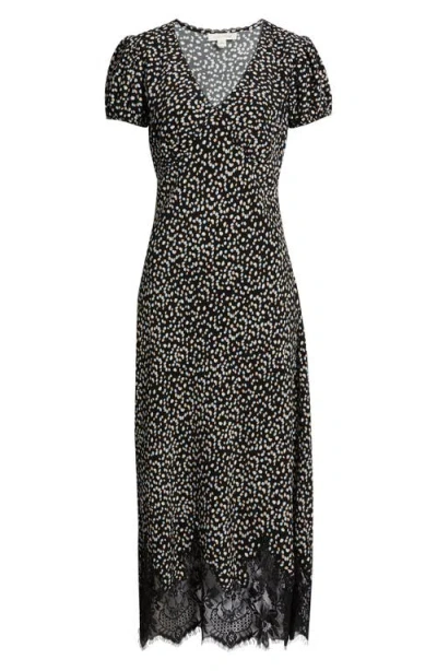 Treasure & Bond Lace Trim Bias Cut Midi Dress In Black