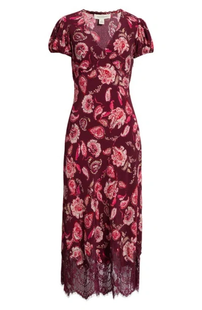 Treasure & Bond Lace Trim Bias Cut Midi Dress In Brown