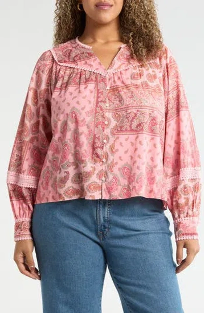 Treasure & Bond Lace Trim Embroidered Top In Multi
