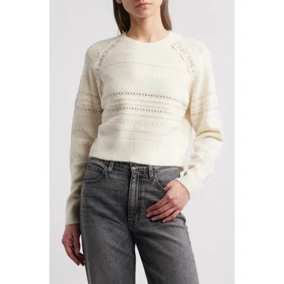 Treasure & Bond Lace Trim Open Stitch Sweater In Ivory Dove