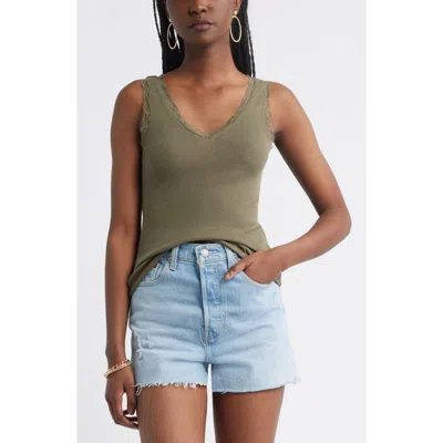 Treasure & Bond Lace Trim Pointelle Tank Top