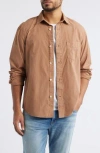 Treasure & Bond Lived In Cotton Button-up Shirt In Brown