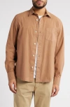 Treasure & Bond Lived In Cotton Button-up Shirt In Brown Aztec