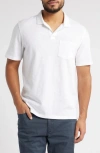 Treasure & Bond Lived In Johnny Collar Slub Cotton Pocket Polo In White